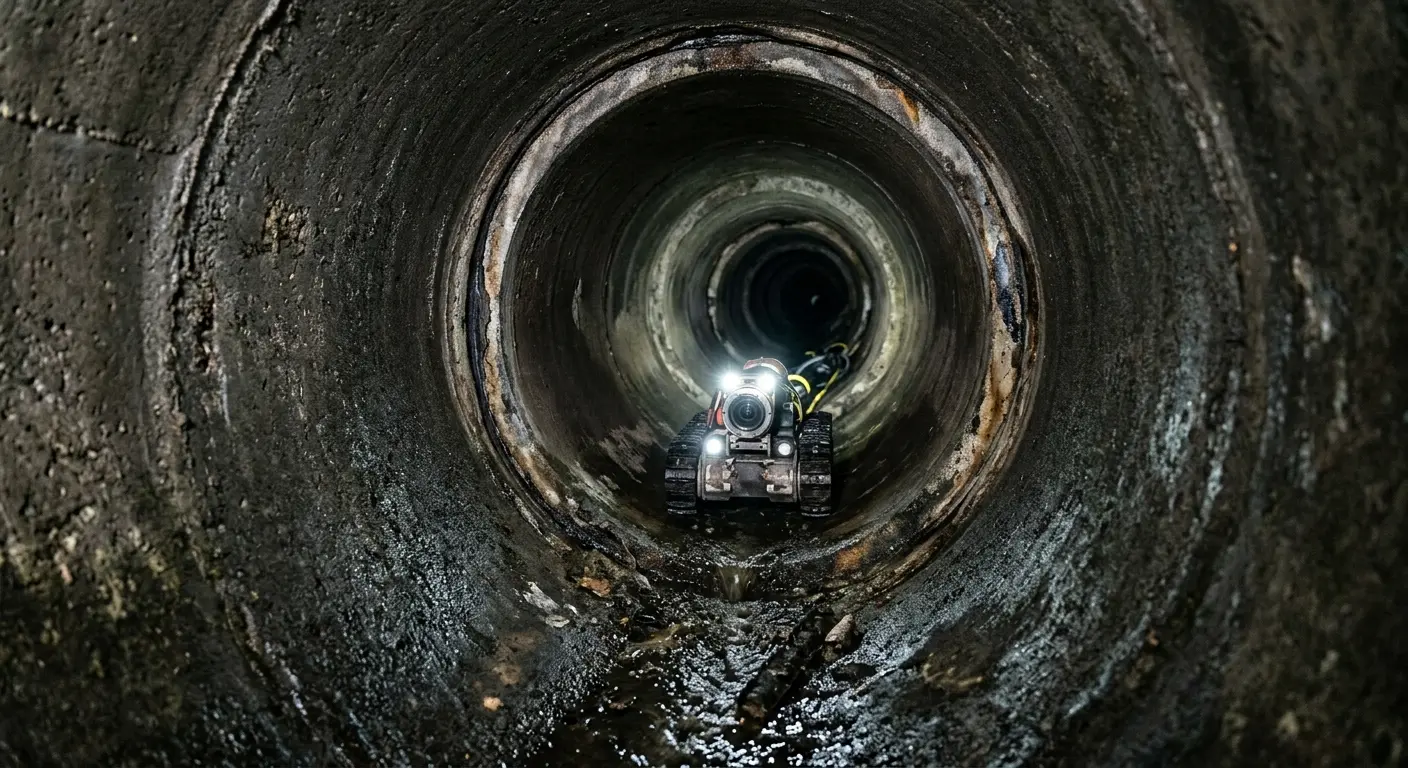 Robotic sewer camera inspecting pipe interior for Sewer Line Repair in South Cleveland